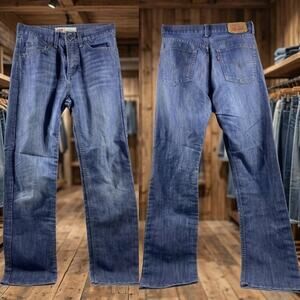 Levi's 514 Red Tab Light Wash Distressed Blue Jeans Boy's 18 Slim Straight 27x29